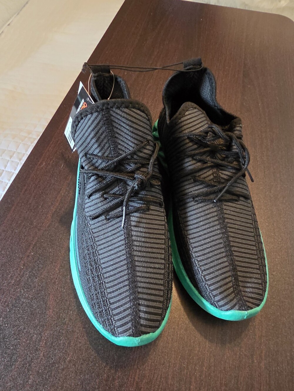 Akademiks Black Knit Sneakers with Teal Accent Sole